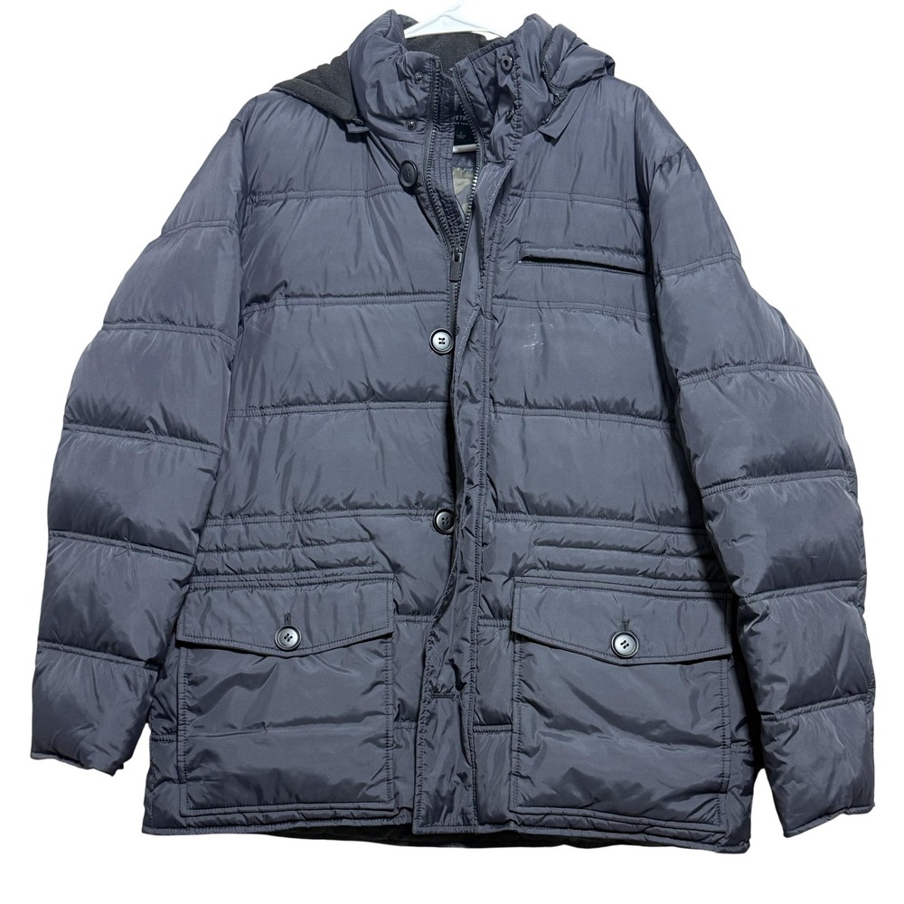 Kenneth Cole New York Jacket Mens Large Black Down Puffer Hooded 44SNOT300